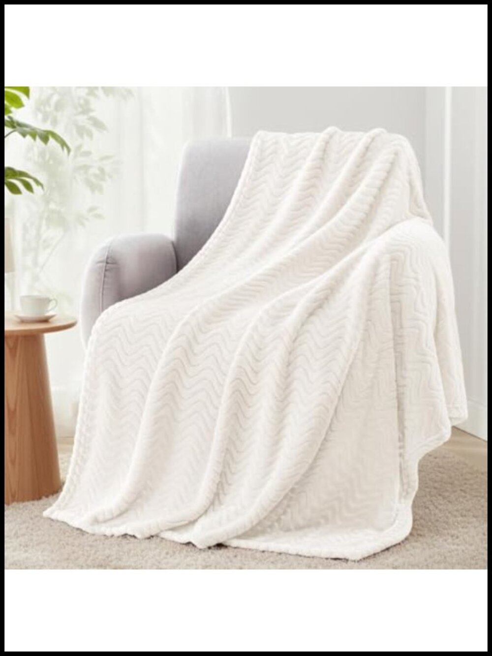 Flannel Fleece Throw Blanket Chevron Wavy Texture Cozy Couch Sofa Bed Decor